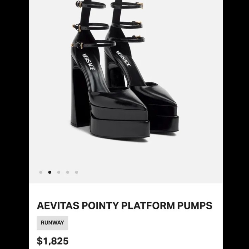 VERSACE D'orsay Leather Platform Strappy Pumps - Picture 6 of 6